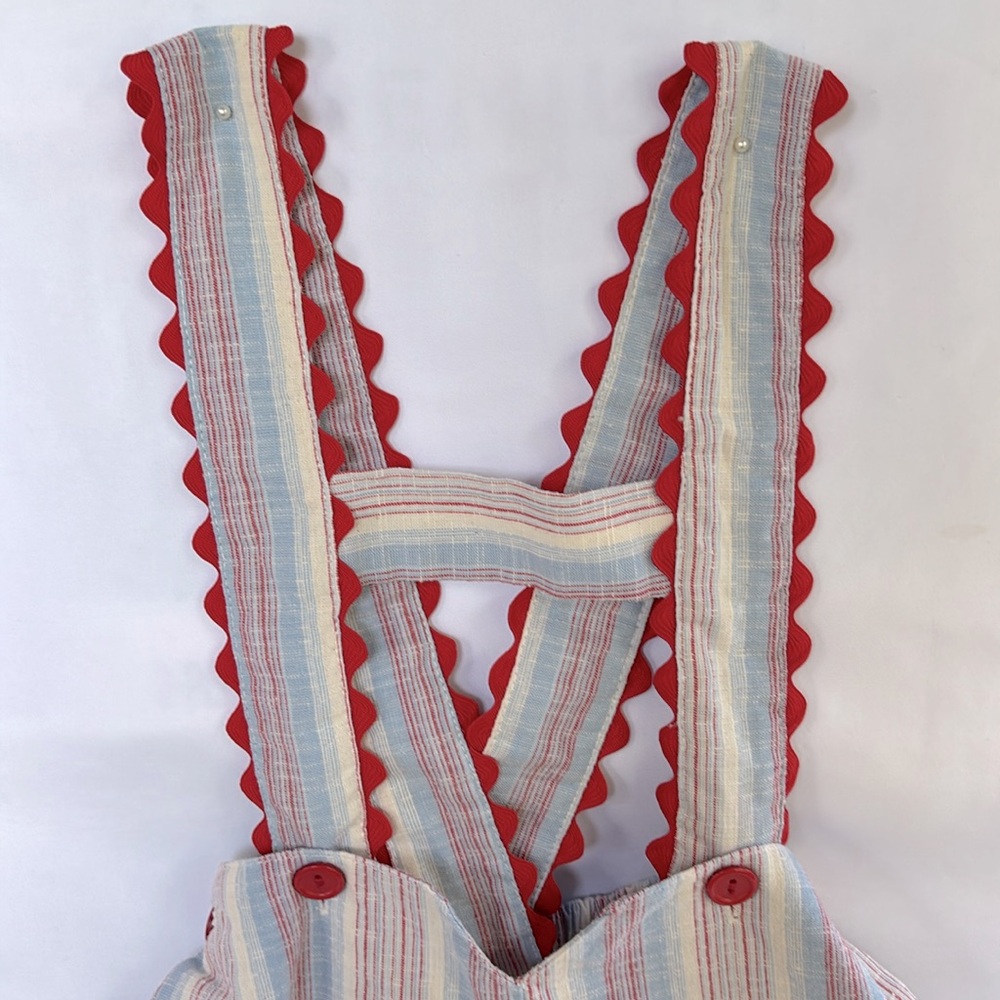 VINTAGE NWOT NECK & NECK JUNIOR UNISEX OVERALLS STRIPPED WITH RED DETAIL 4T - Picture 4 of 12